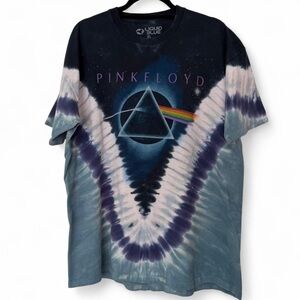Liquid Blue Pink Floyd tie dye Dark Side of the World t-shirt size large